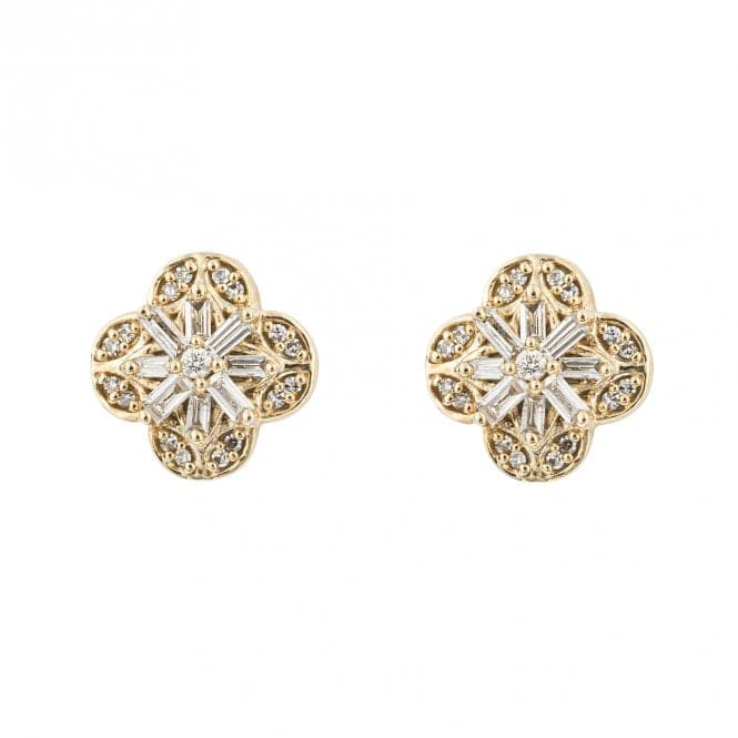 Flower Diamond 9ct Yellow Gold Stud Earrings GE1009Elements GoldGE1009