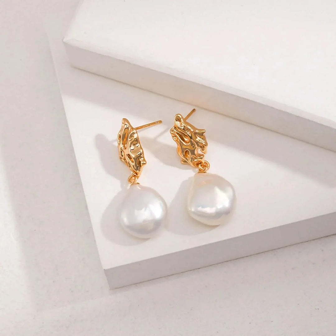 Fluid Designed Baroque Pearl Stud Earrings