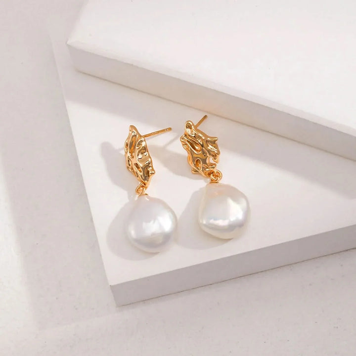 Fluid Designed Baroque Pearl Stud Earrings