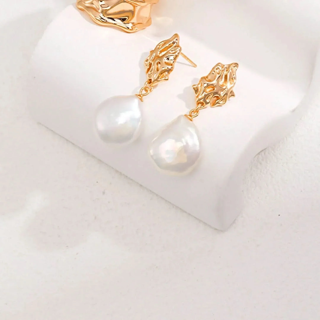 Fluid Designed Baroque Pearl Stud Earrings