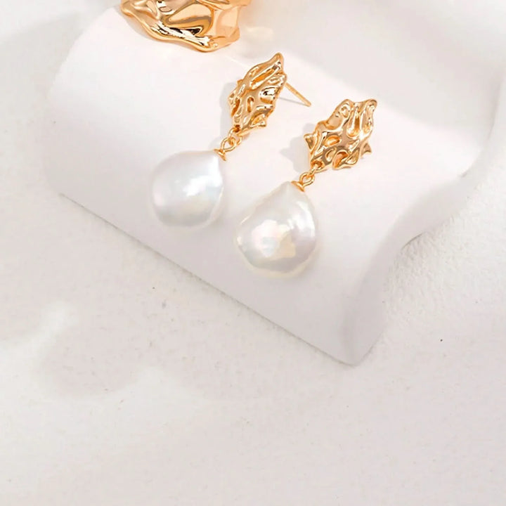 Fluid Designed Baroque Pearl Stud Earrings