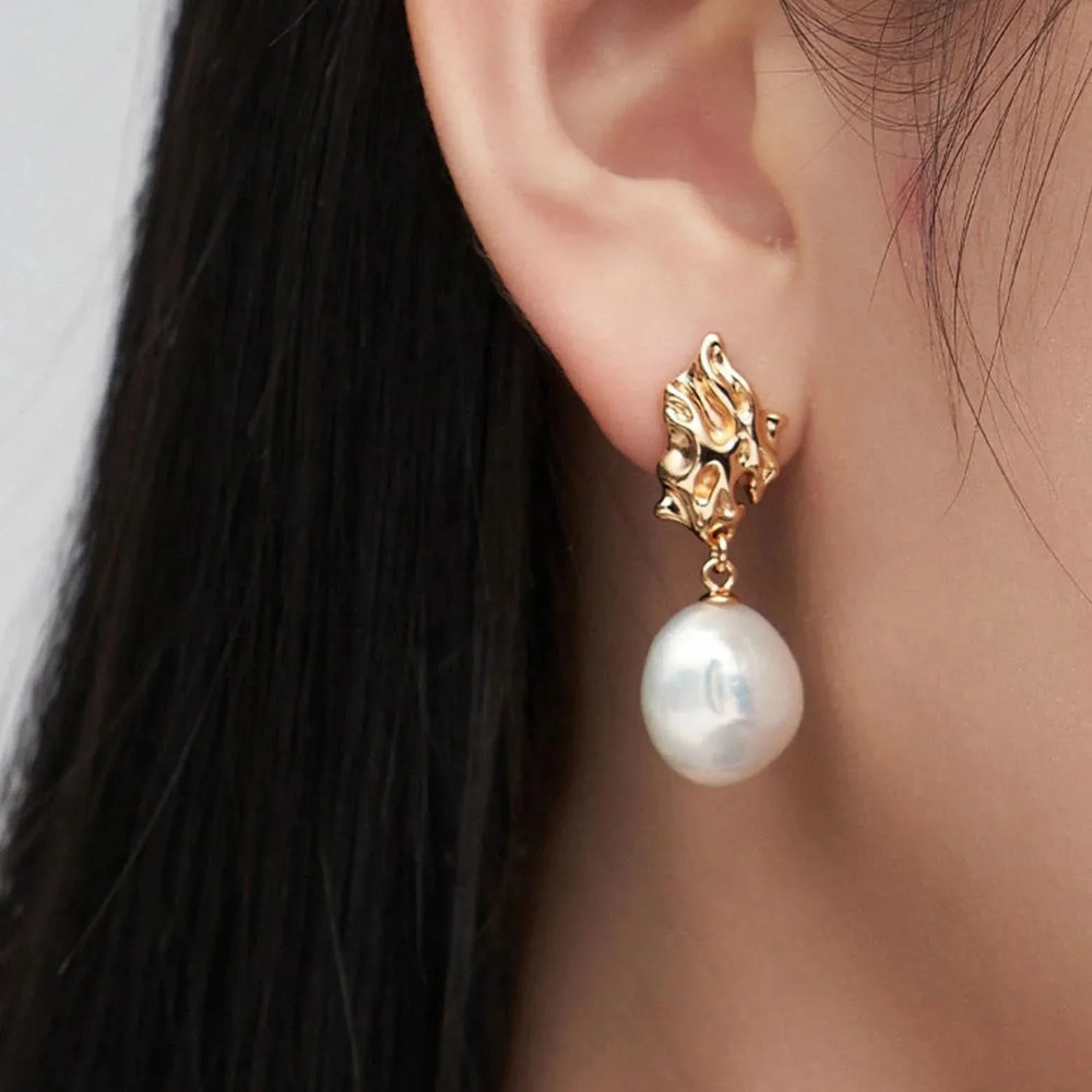 Fluid Designed Baroque Pearl Stud Earrings