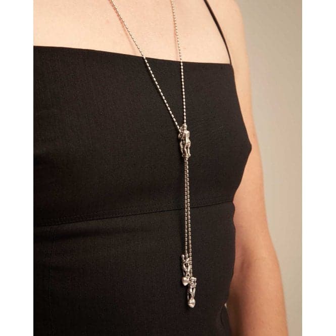 Forever Silver Plated Chain Three Figures Necklace COL1885MTL000UNOde50COL1885MTL000