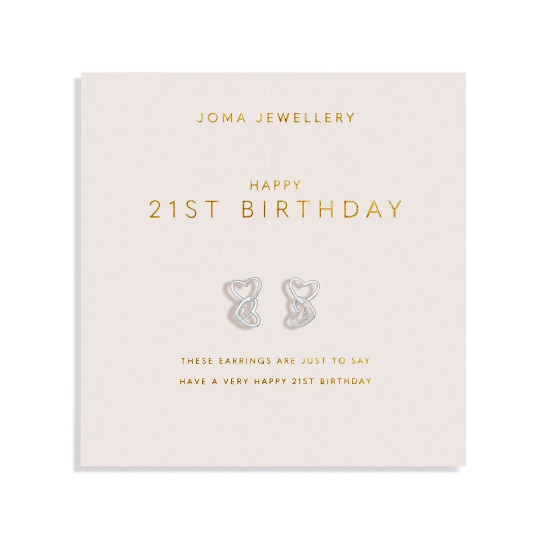 Forever Yours Happy 21st Birthday Silver Plated Earrings 7512Joma Jewellery7512