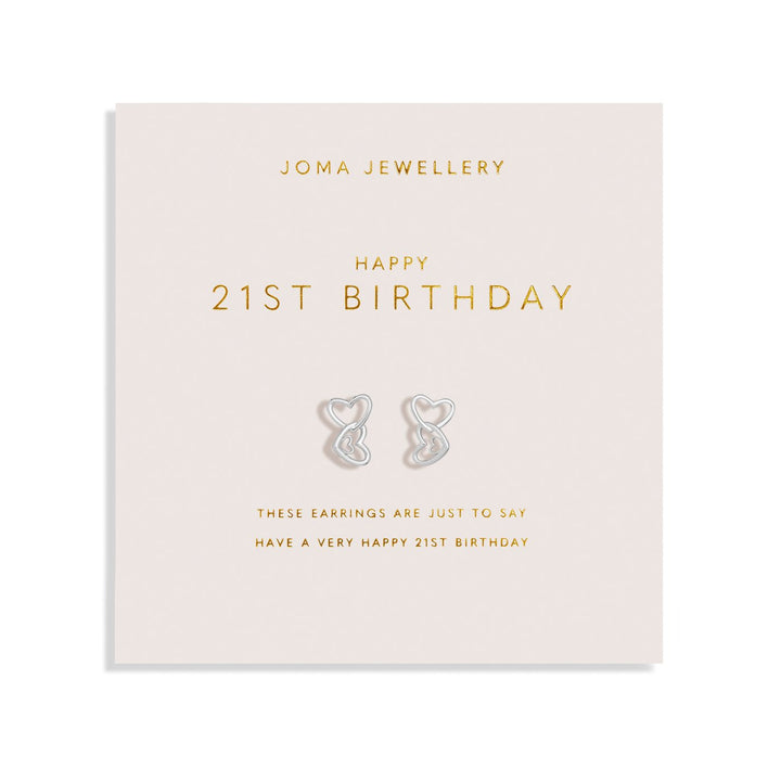 Forever Yours Happy 21st Birthday Silver Plated Earrings 7512Joma Jewellery7512