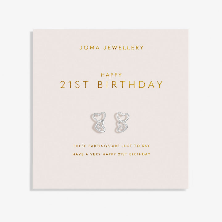 Forever Yours Happy 21st Birthday Silver Plated Earrings 7512Joma Jewellery7512