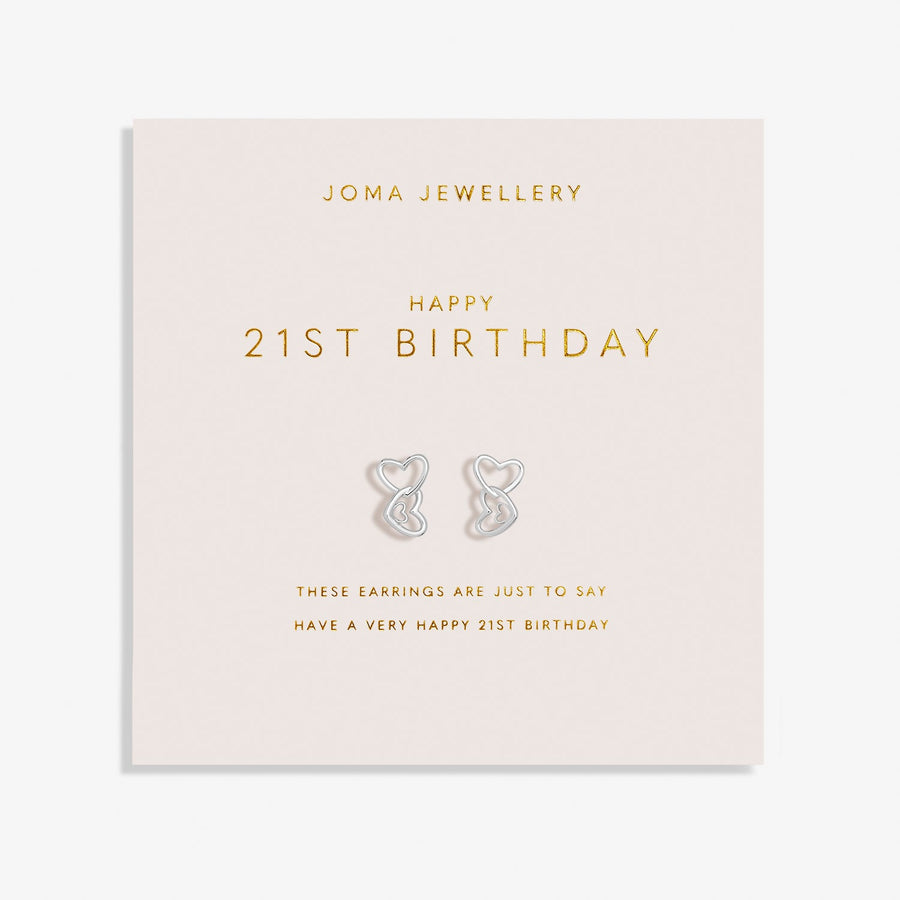 Forever Yours Happy 21st Birthday Silver Plated Earrings 7512Joma Jewellery7512