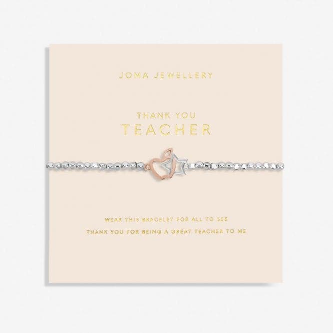 Forever Yours thank You Teacher Silver Rose Gold Plated 17.5cm Bracelet 6881Joma Jewellery6881