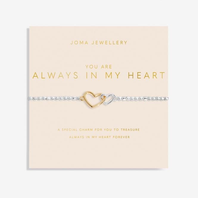 Forever Yours You Are Always In My Heart Silver And Gold 17.5cm Bracelet 6164Joma Jewellery6164