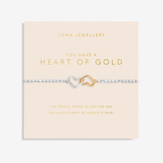 Forever Yours You Have A Heart Of Gold Silver And Gold 17.5cm Bracelet 6162Joma Jewellery6162