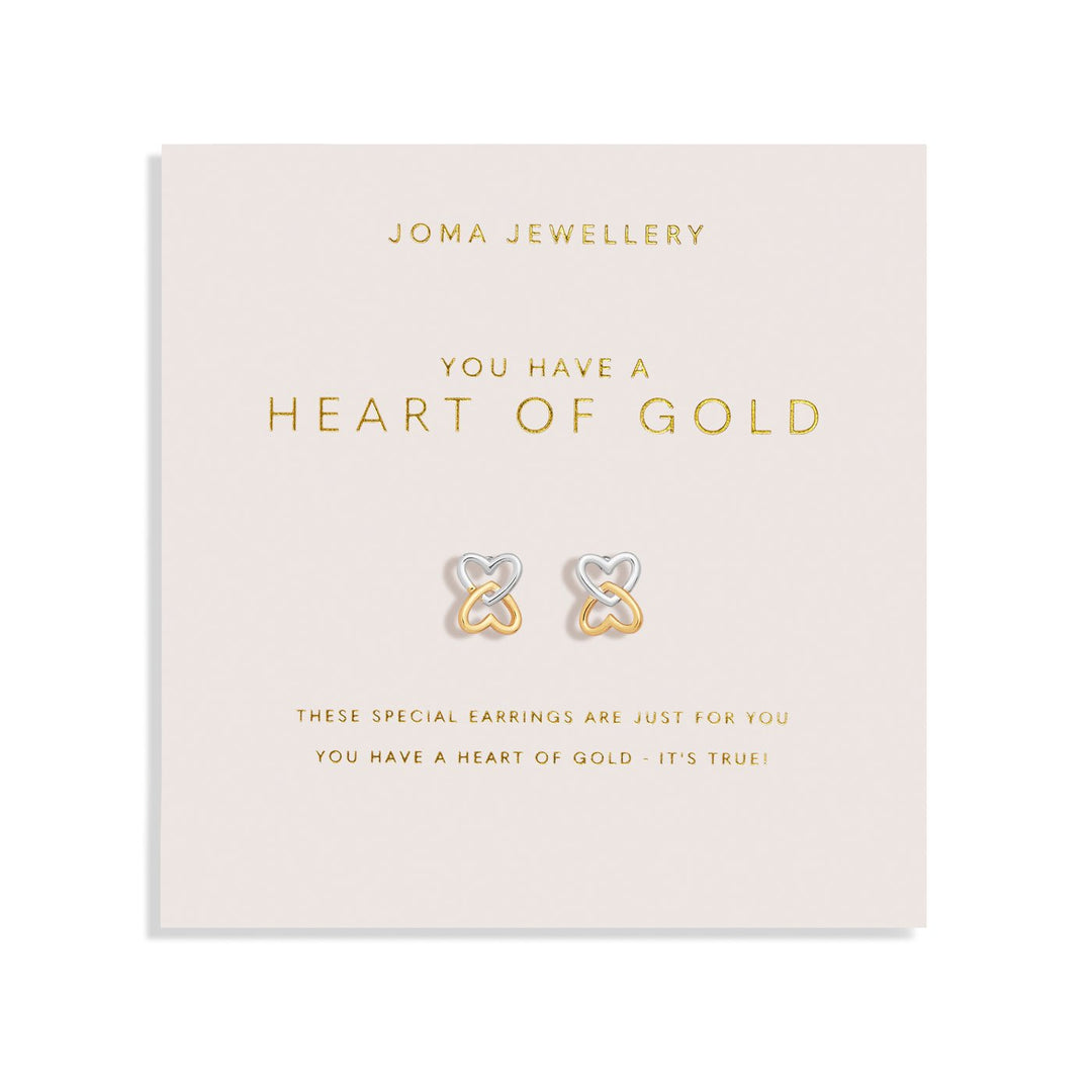 Forever Yours You Have A Heart Of Gold Silver Gold Plated Earrings 7514Joma Jewellery7514