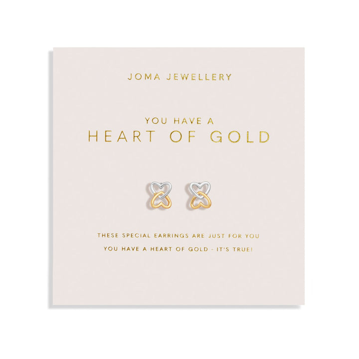 Forever Yours You Have A Heart Of Gold Silver Gold Plated Earrings 7514Joma Jewellery7514