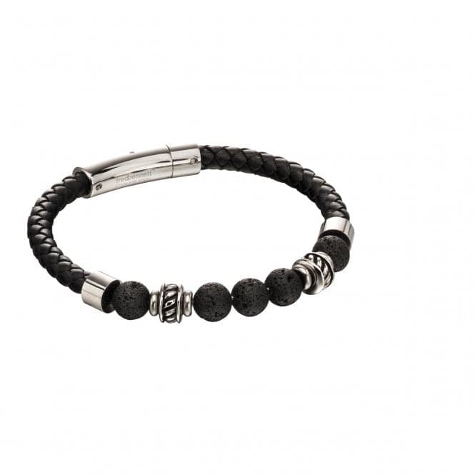 Fred Bennett Black Lava Bead Leather Bracelet B5097Fred BennettB5097