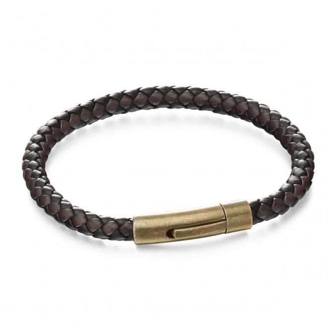 Brown Leather Woven Bracelet B5061