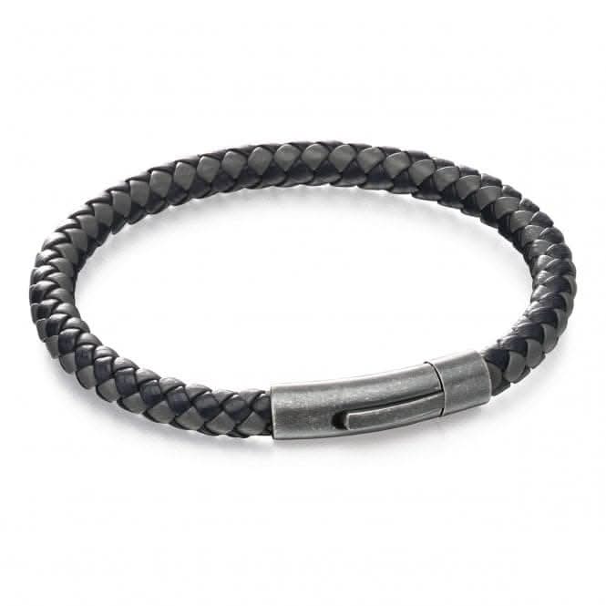 Grey & Leather Woven Bracelet B5062