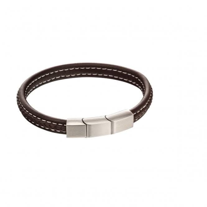 Plait Mixed Brushed Finish Leather Bracelet B5120
