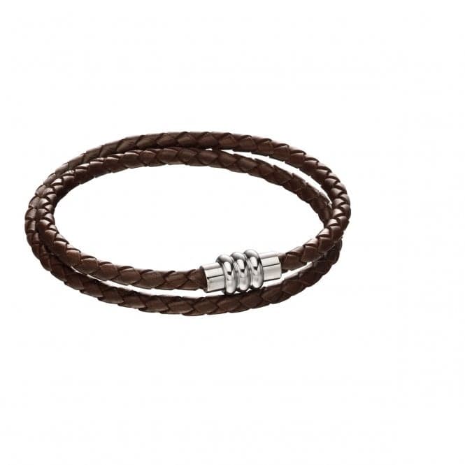 Fred Bennett Section Tube Clasp Brown Knot Leather Bracelet B5132Fred BennettB5132
