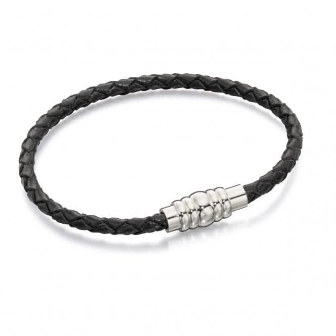 Skinny Stainless Steel Leather Magnetic Bracelet B4726