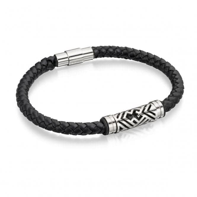 Stainless Steel Leather Bracelet B4725