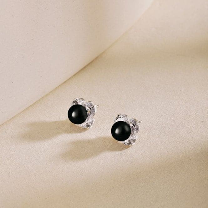 Fresh Water Black Pearl Sparkling Earrings ERLE022Ellie Rose LondonERLE022