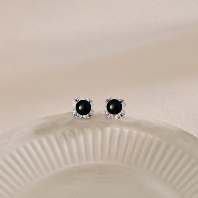 Fresh Water Black Pearl Sparkling Earrings ERLE022Ellie Rose LondonERLE022