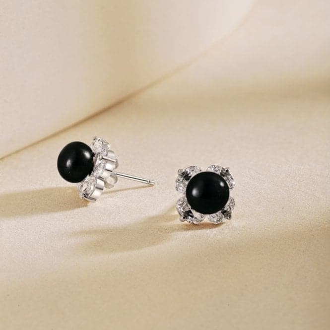 Fresh Water Black Pearl Sparkling Earrings ERLE022Ellie Rose LondonERLE022