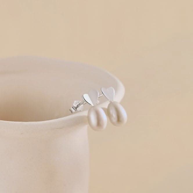 Fresh Water Pearl Heart Dropper Earrings ERLE032Ellie Rose LondonERLE032