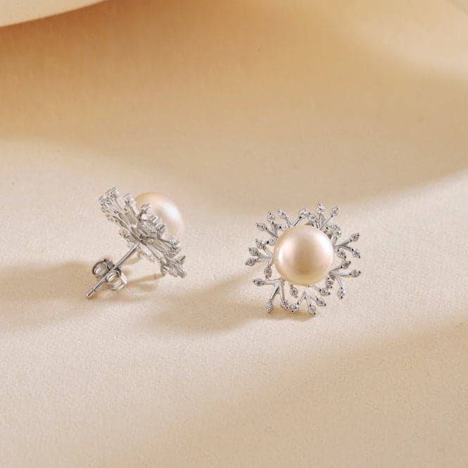 Fresh Water Pearl Sparkling Leaves Earrings ERLE023Ellie Rose LondonERLE023