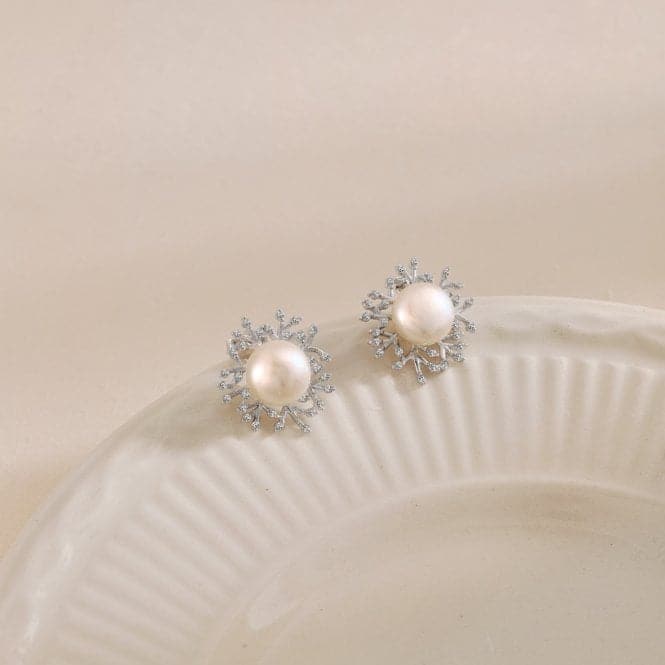 Fresh Water Pearl Sparkling Leaves Earrings ERLE023Ellie Rose LondonERLE023