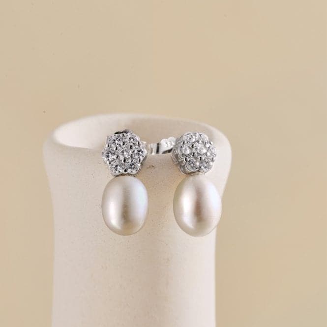 Fresh Water Pearl Sparkling Stone Dropper Earrings ERLE029Ellie Rose LondonERLE029