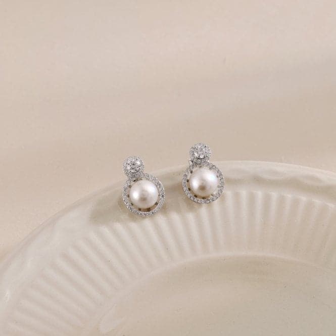 Fresh Water Pearl Sparkling Stud Earrings ERLE021Ellie Rose LondonERLE021