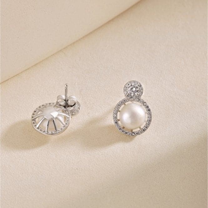 Fresh Water Pearl Sparkling Stud Earrings ERLE021Ellie Rose LondonERLE021