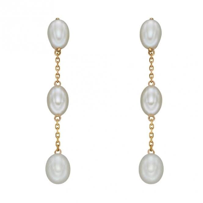 Fresh Water Pearl Tier Yellow Gold Drop Earrings GE2388WElements GoldGE2388W
