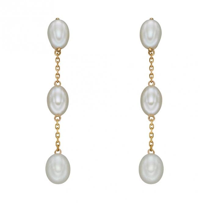 Fresh Water Pearl Tier Yellow Gold Drop Earrings GE2388WElements GoldGE2388W