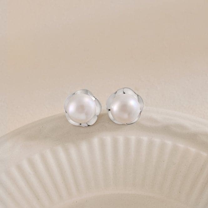 Fresh Water Pearl Wavy Edge Earrings ERLE034Ellie Rose LondonERLE034