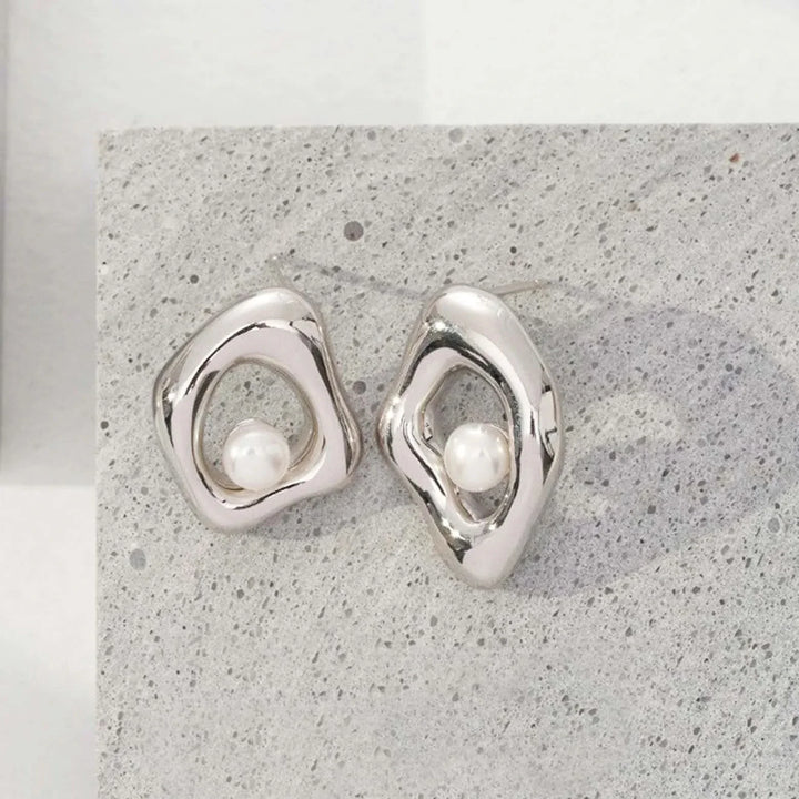 Asymmetrical Freshwater Pearl Stud Earrings