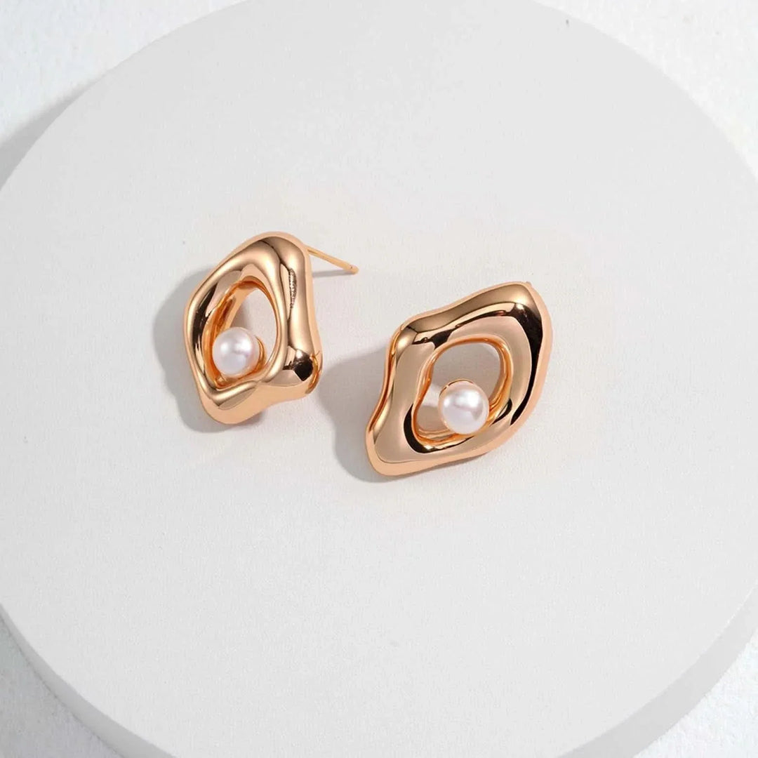 Asymmetrical Freshwater Pearl Stud Earrings