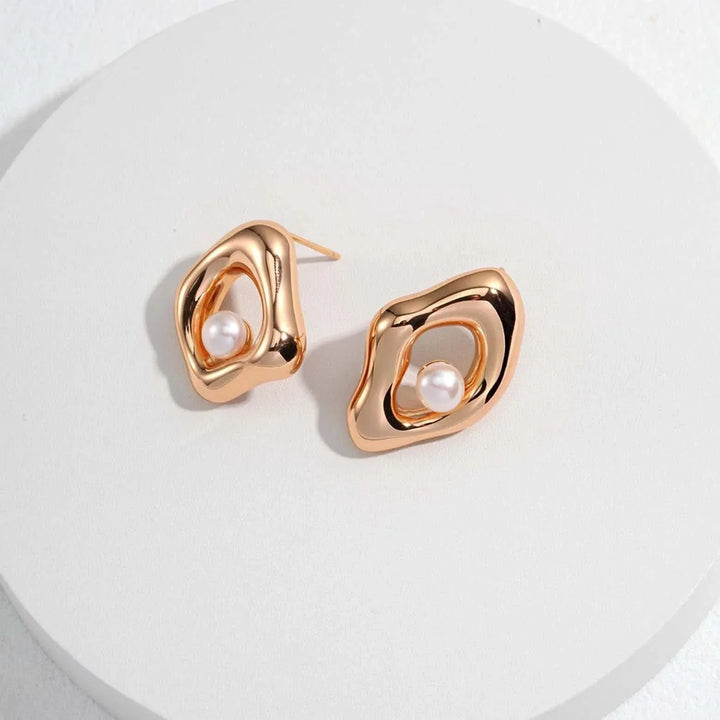 Asymmetrical Freshwater Pearl Stud Earrings