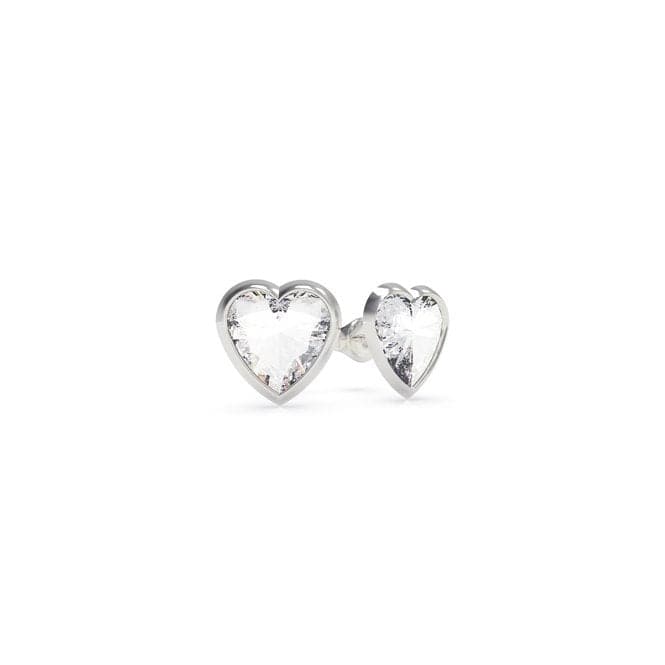 From Guess With Love Crystal Heart Silver Stud Earrings UBE70039Guess JewelleryUBE70039