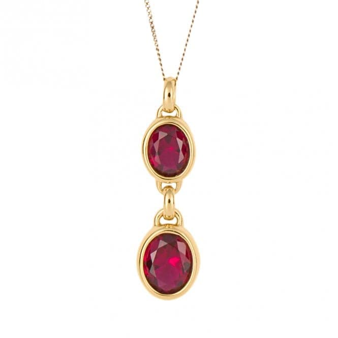 Fuchsia Nano Crystal Double t Yellow Gold Drop Pendant P5200PFiorelli SilverP5200P