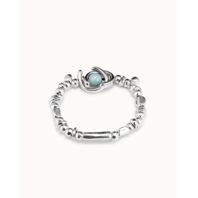 Full Moon Turquoise Metal Natural Stone BraceletUNOde50PUL2216AZUMTL0L