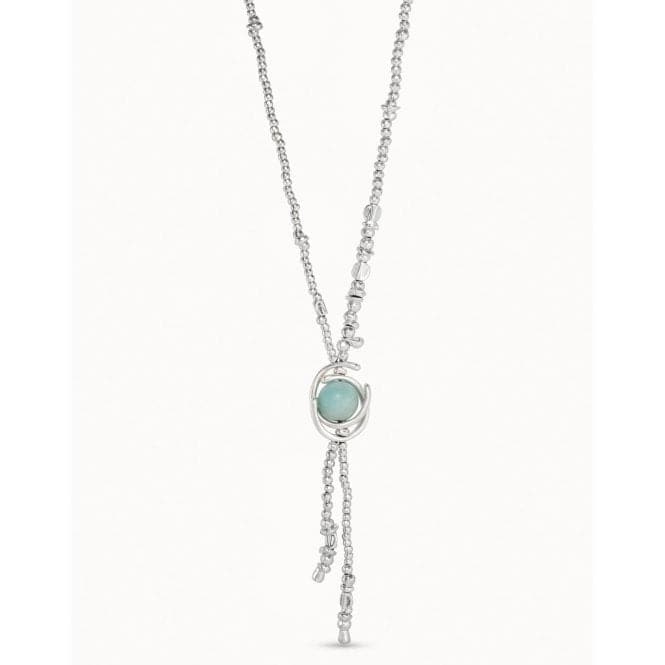 Full Moon Turquoise Metal Natural Stone NecklaceUNOde50COL1688AZUMTL0U