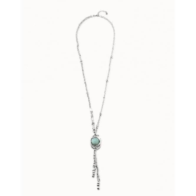 Full Moon Turquoise Metal Natural Stone NecklaceUNOde50COL1688AZUMTL0U