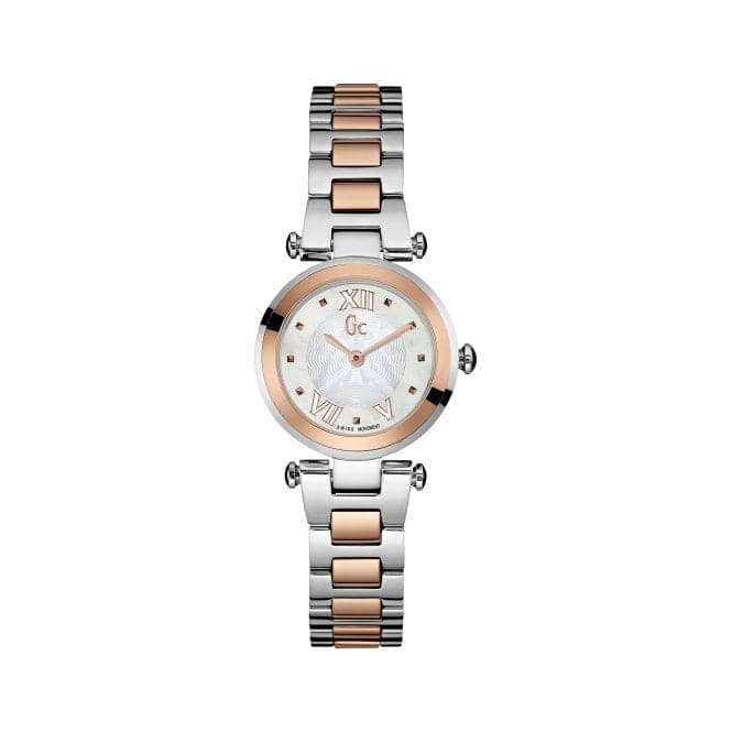 Gc Lady Chic Ladies White and Silver Tone Rose Gold Watch Y07002L1Gc WatchesY07002L1MF