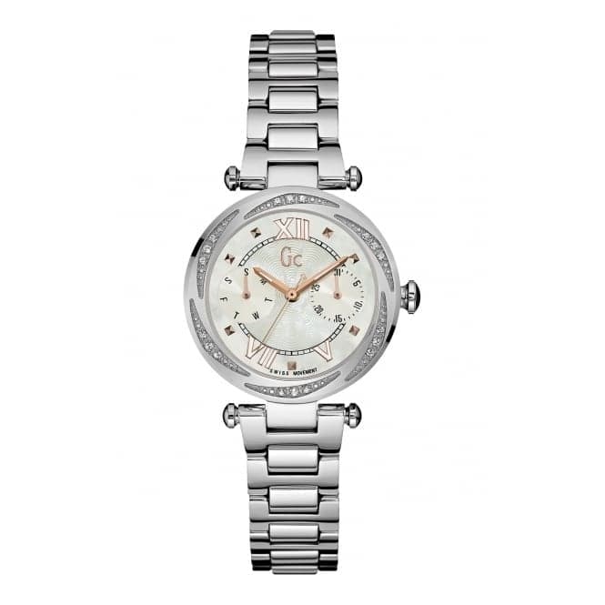 Gc Ladychic Ladies White and Silver Tone Watch Y06111L1Gc WatchesY06111L1MF