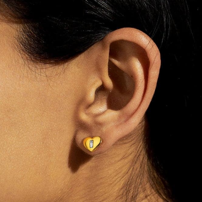 Gem Glow Heart Zirconia Gold Plated Stud Earrings 7177Joma Jewellery7177