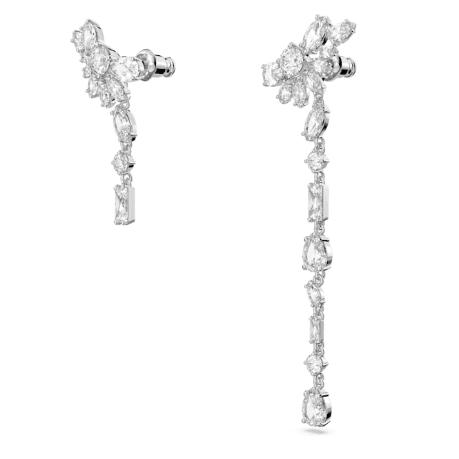 Gema Drop Asymmetric Design Flower White Rhodium Plated Earrings 5644680Swarovski5644680