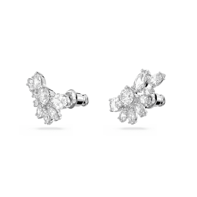 Gema Drop Asymmetric Design Flower White Rhodium Plated Earrings 5644680Swarovski5644680