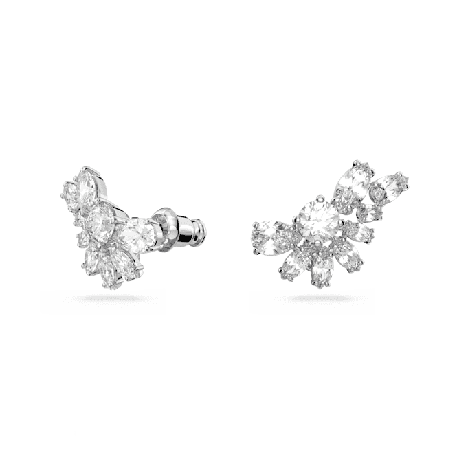 Gema Drop Asymmetric Design Flower White Rhodium Plated Earrings 5644680Swarovski5644680