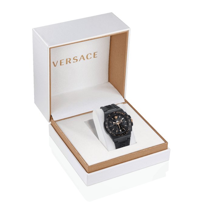 Gents Greca Black Aluminous Watch VE7H00323Versace WatchesVE7H00323